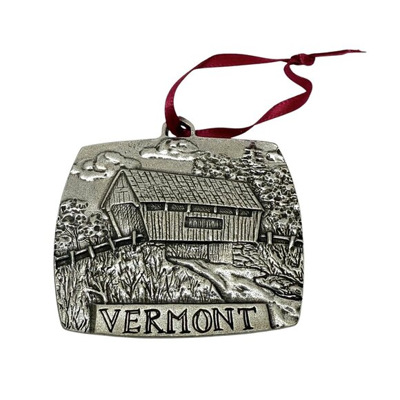 Vermont Covered Bridge Christmas Ornament by Danforth Pewter Country Holiday Dec - Picture 5 of 6